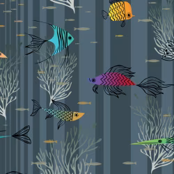 Обои Aura La Tapicera Trully Fish Dark WP182092 10,05×0,53