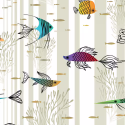 Обои Aura La Tapicera Trully Fish Light WP182091 10,05×0,53