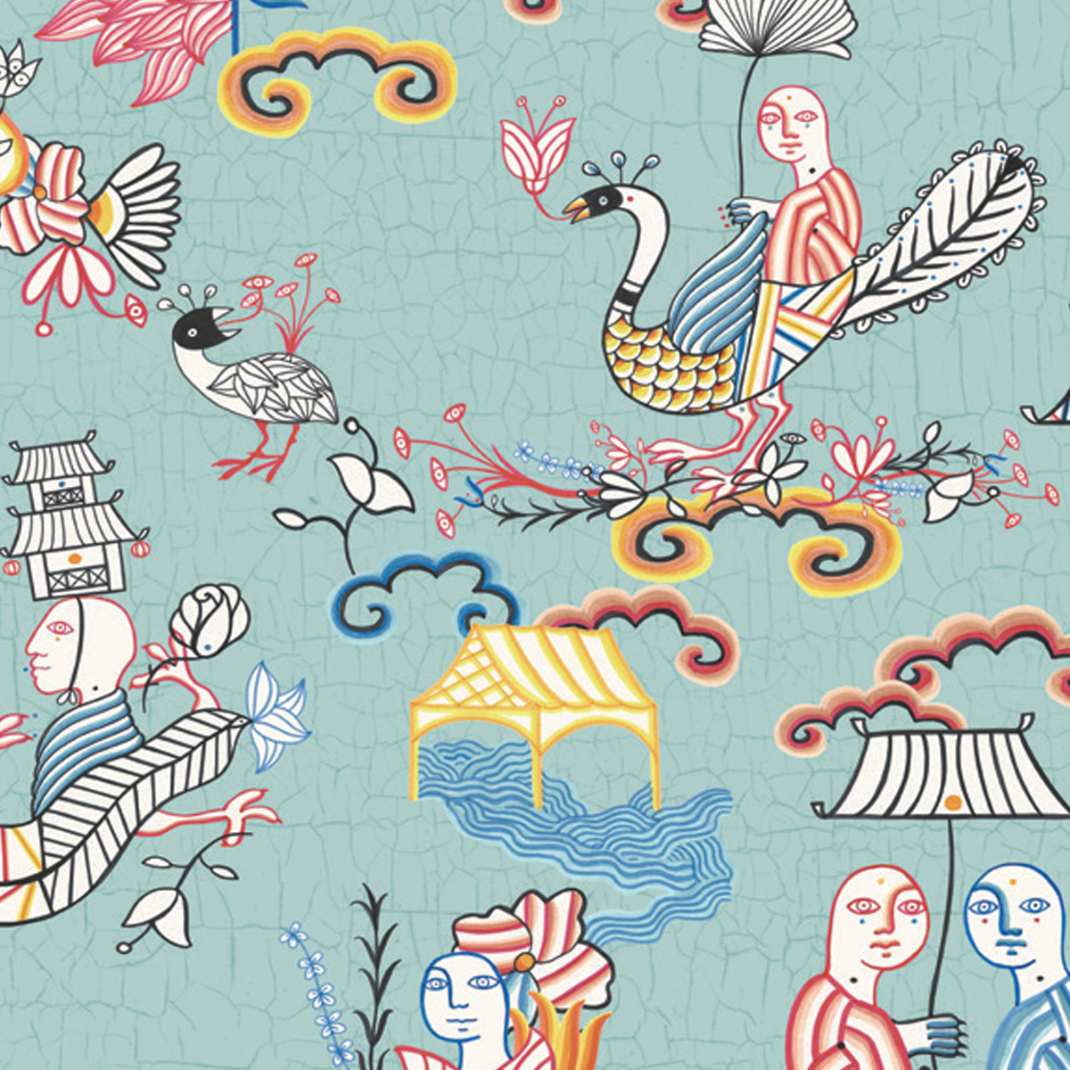 Обои Aura La Tapicera Los Amantes Aqua WP191071 10,05×0,53