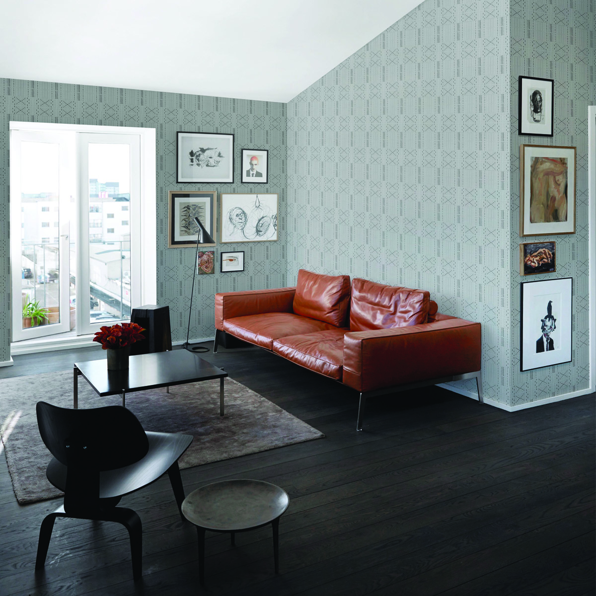 Обои Aura La Tapicera Mahori Silver WP191024 10,05×0,53 фото в интерьере