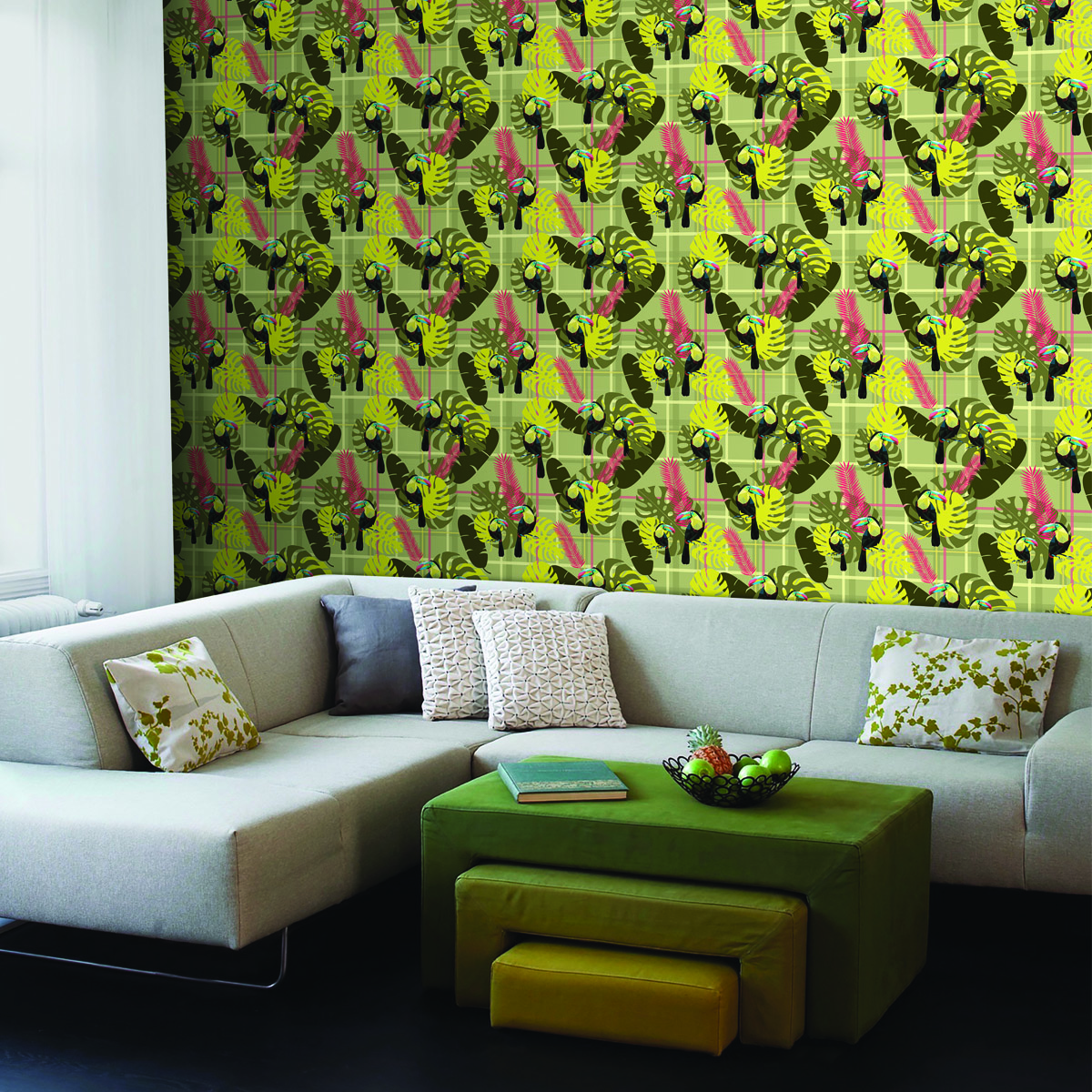 Обои Aura La Tapicera Tucan Escoces WP181021 10,05×0,53 фото в интерьере