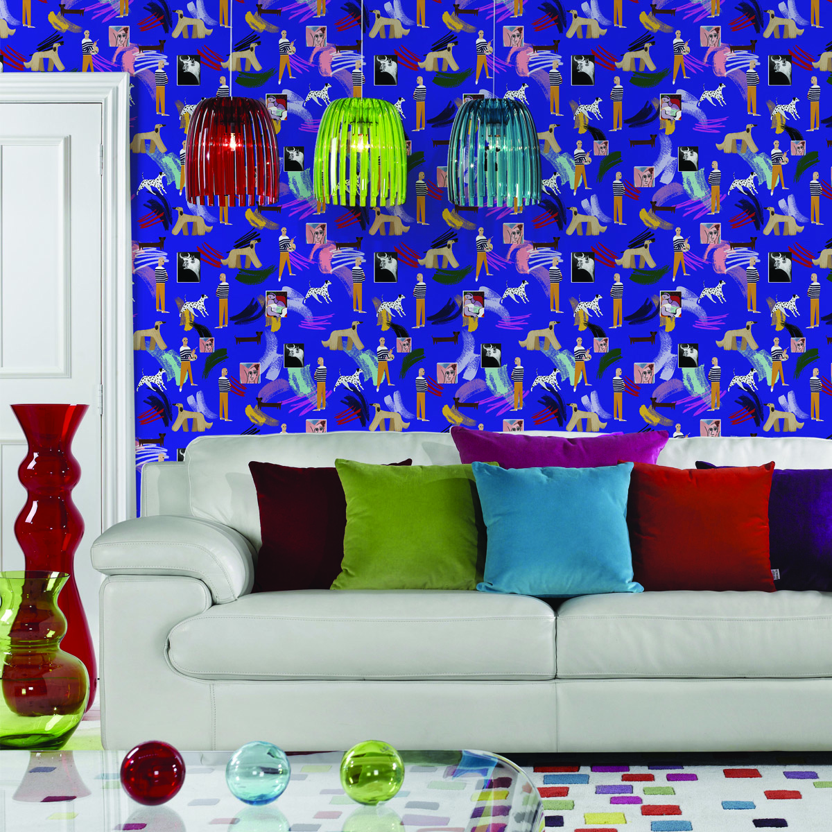 Обои Aura La Tapicera Pablo Dark Blue WP191012 10,05×0,53 фото в интерьере