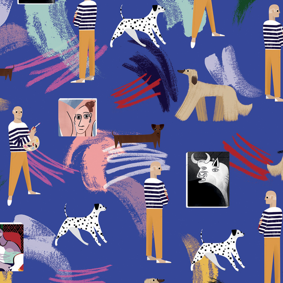 Обои Aura La Tapicera Pablo Dark Blue WP191012 10,05×0,53