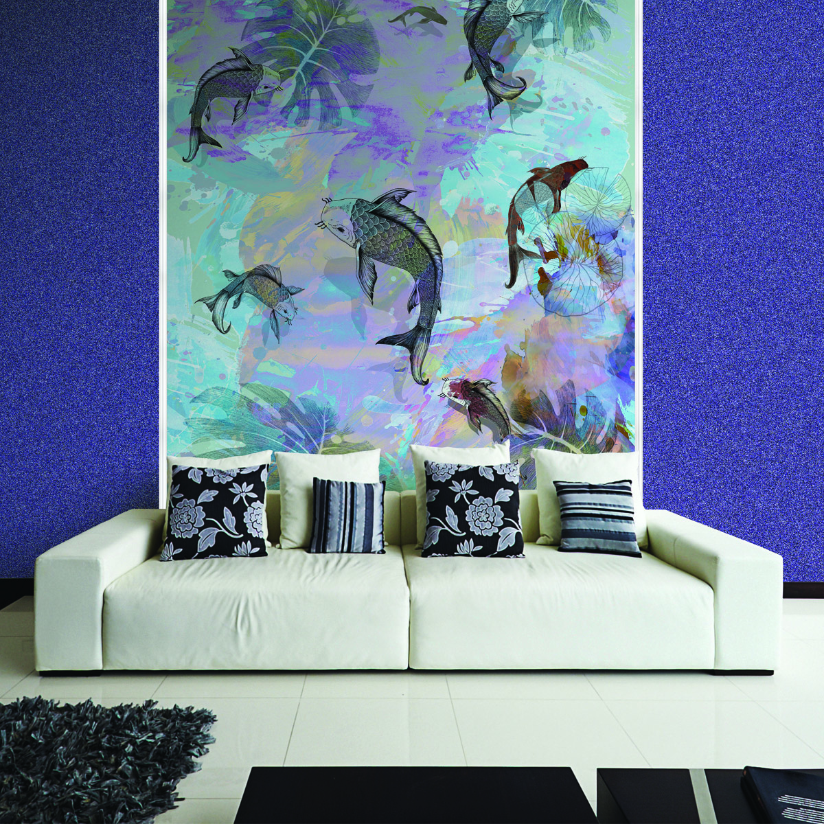 Панно Aura La Tapicera Koi WA191061 3,2×2,12 фото в интерьере