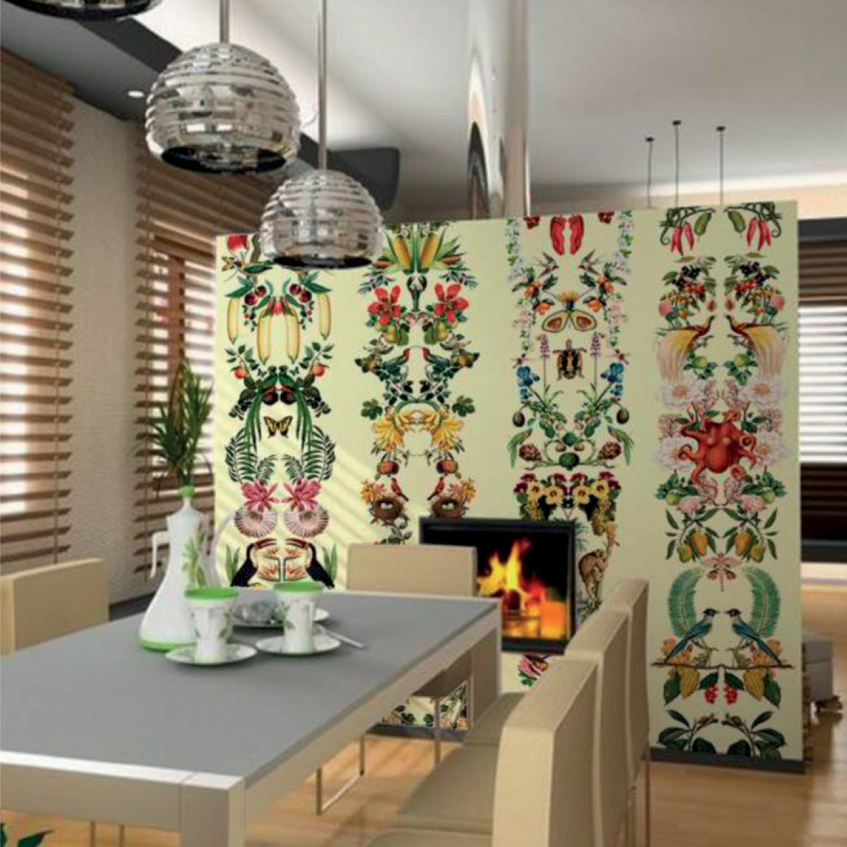 Панно Aura La Tapicera Jardin Vertical Light WA192071 3,2×2,12 фото в интерьере