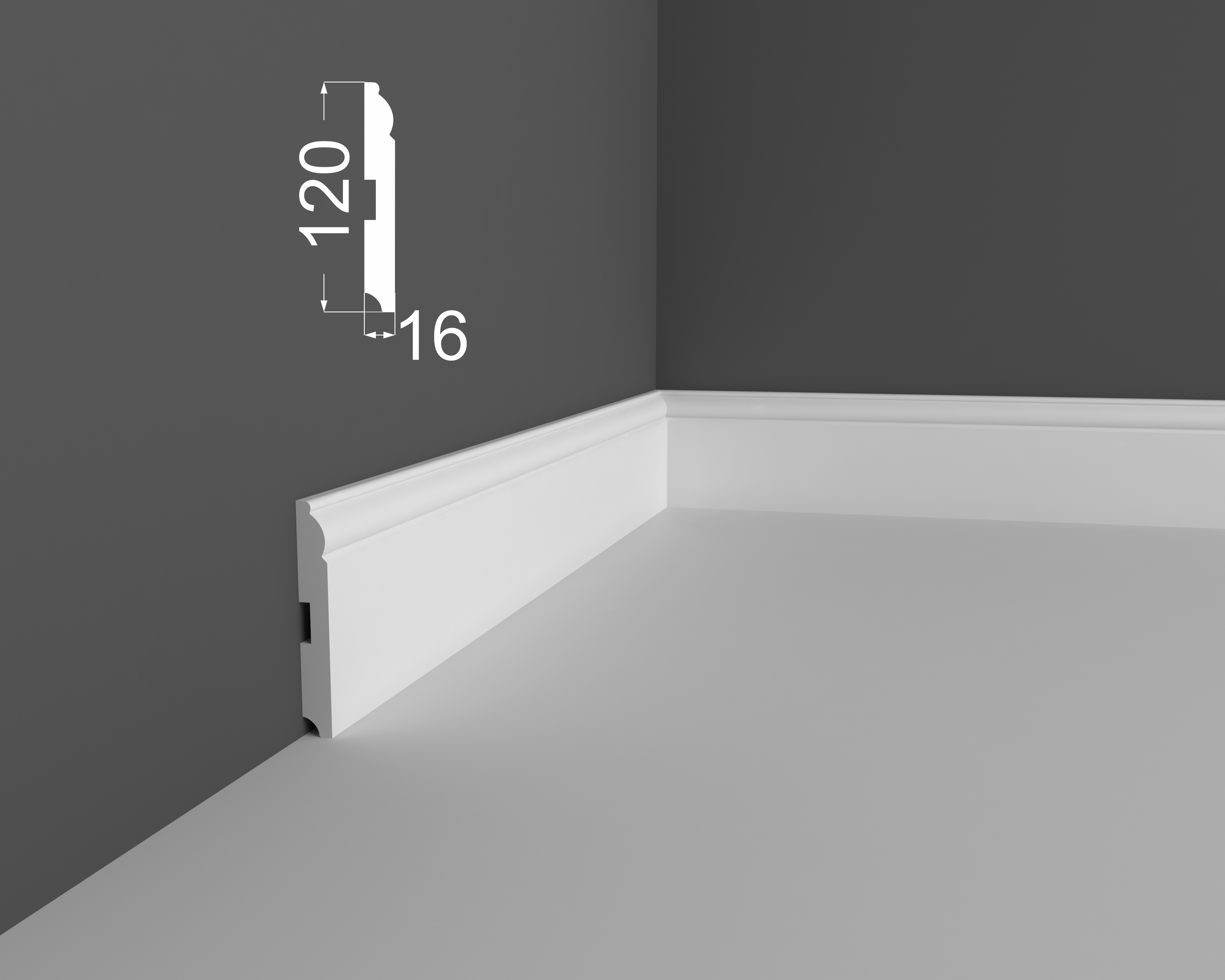 Плинтус МДФ под покраску Ликорн Р 4.120.16 2070×120×16