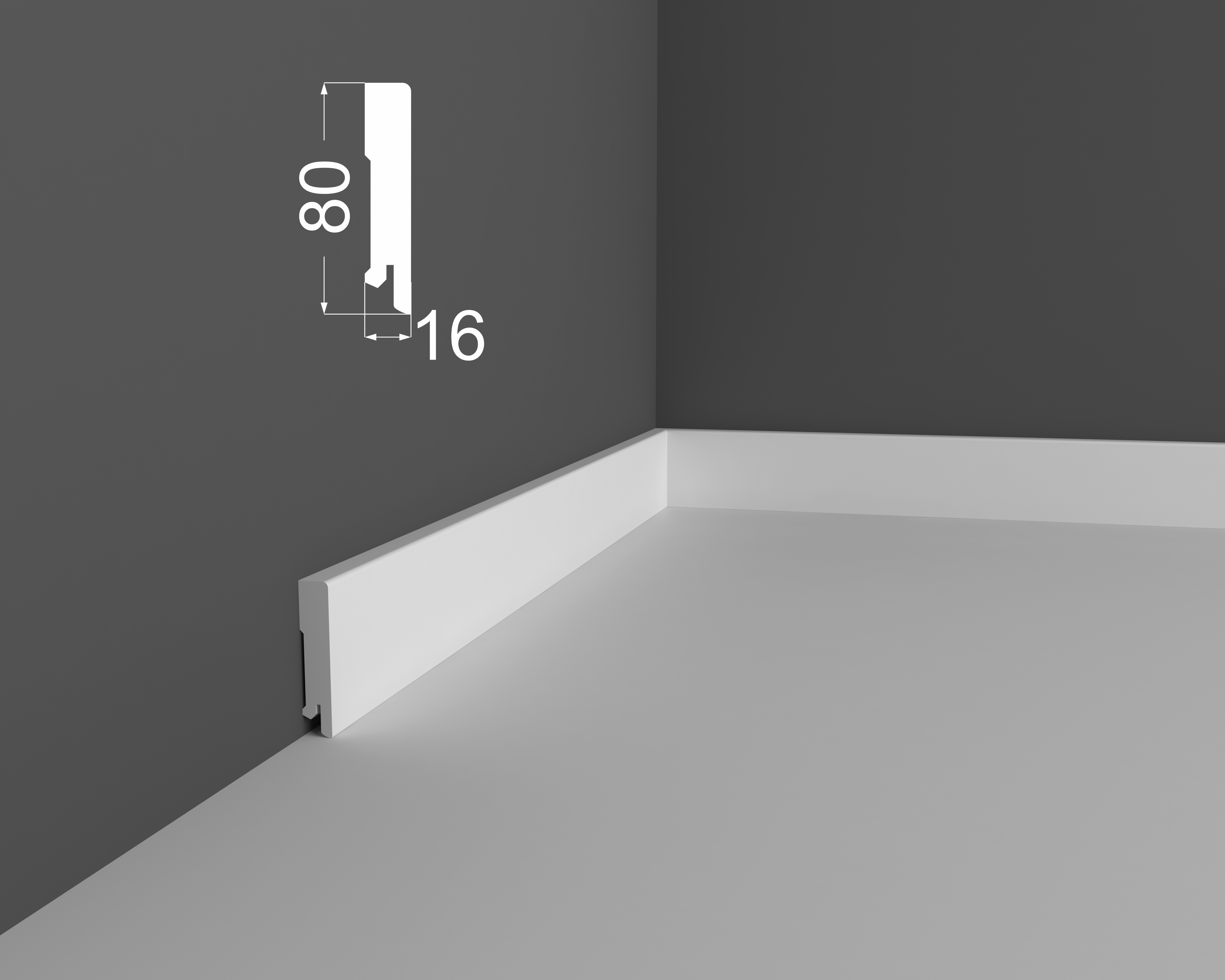 Плинтус МДФ под покраску Ликорн Р 6.80.16 2070×80×16