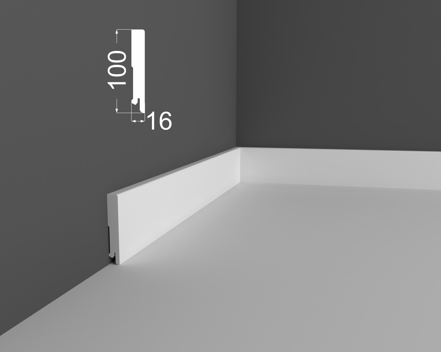 Плинтус МДФ под покраску Ликорн Р 6.100.16 2070×100×16