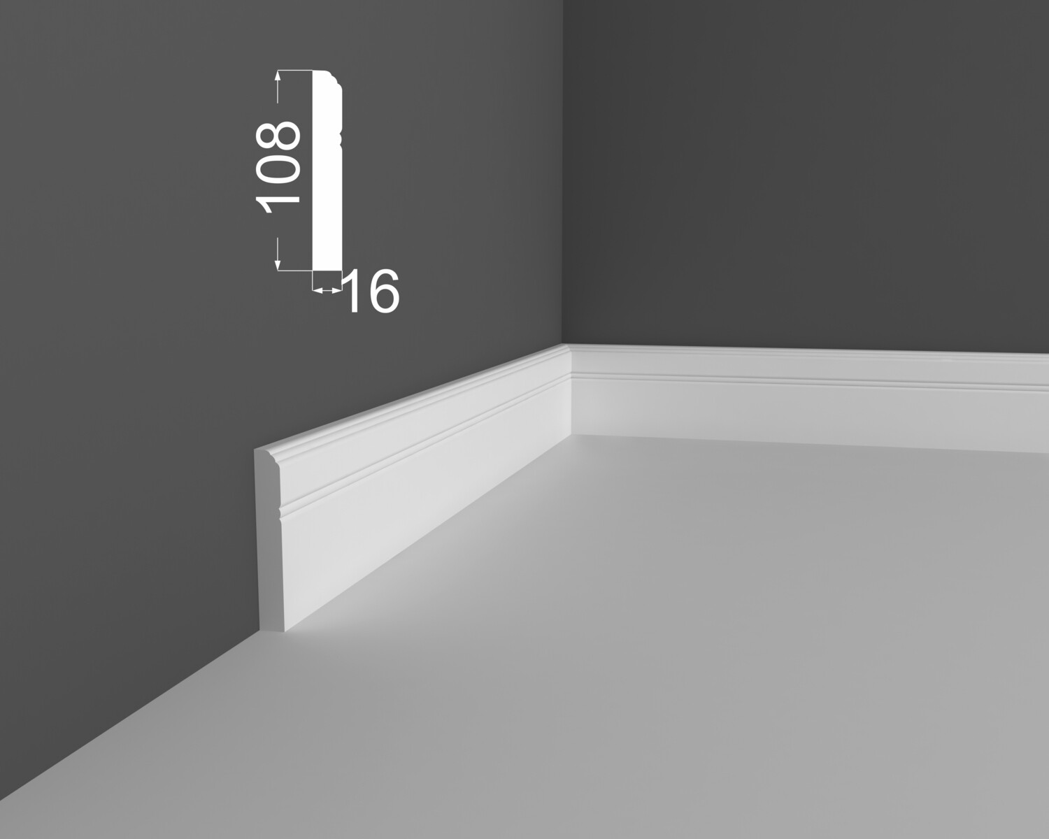 Плинтус МДФ под покраску Ликорн Р 7.108.16 2070×108×16