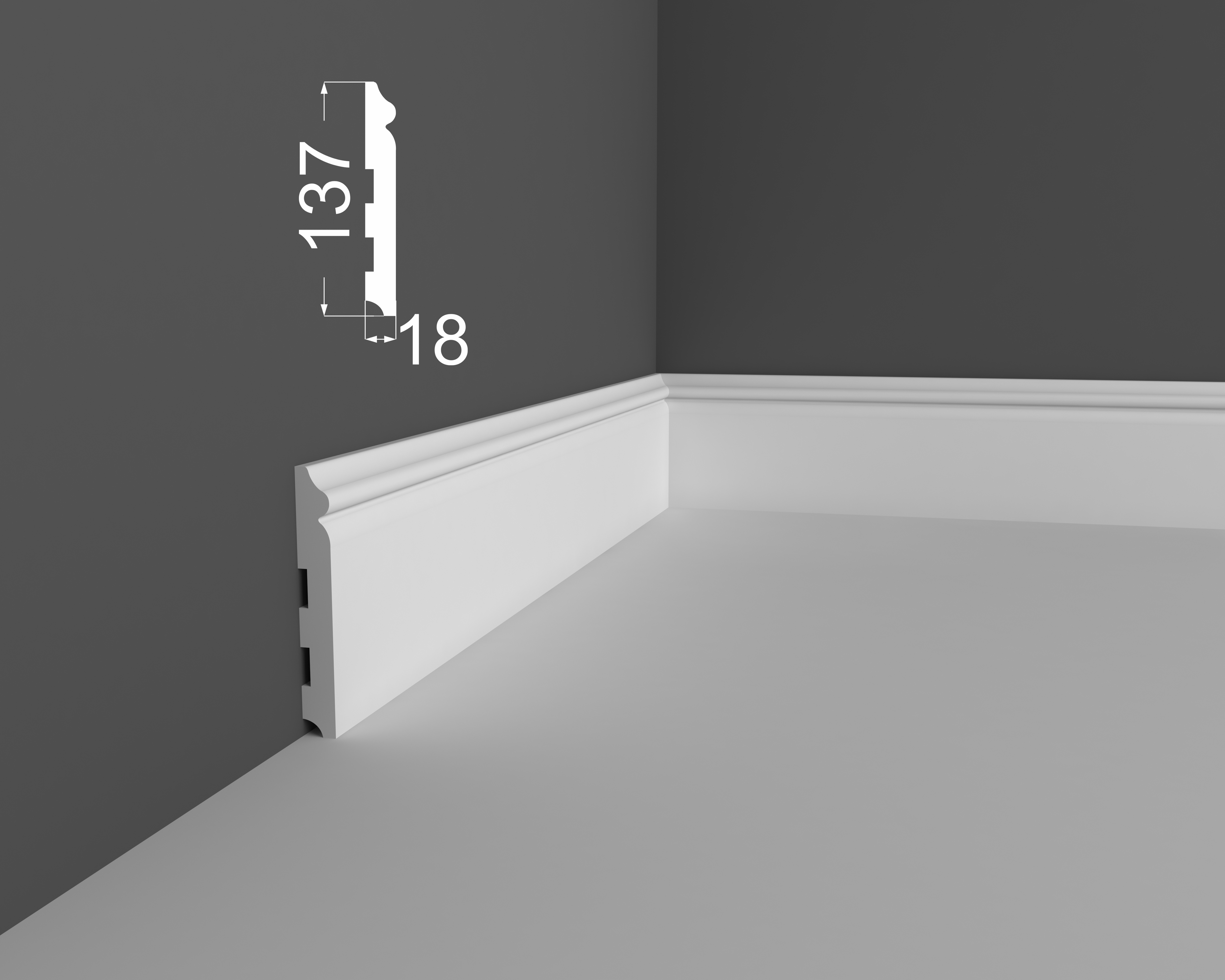 Плинтус МДФ под покраску Ликорн Р 8.137.18 2070×137×18