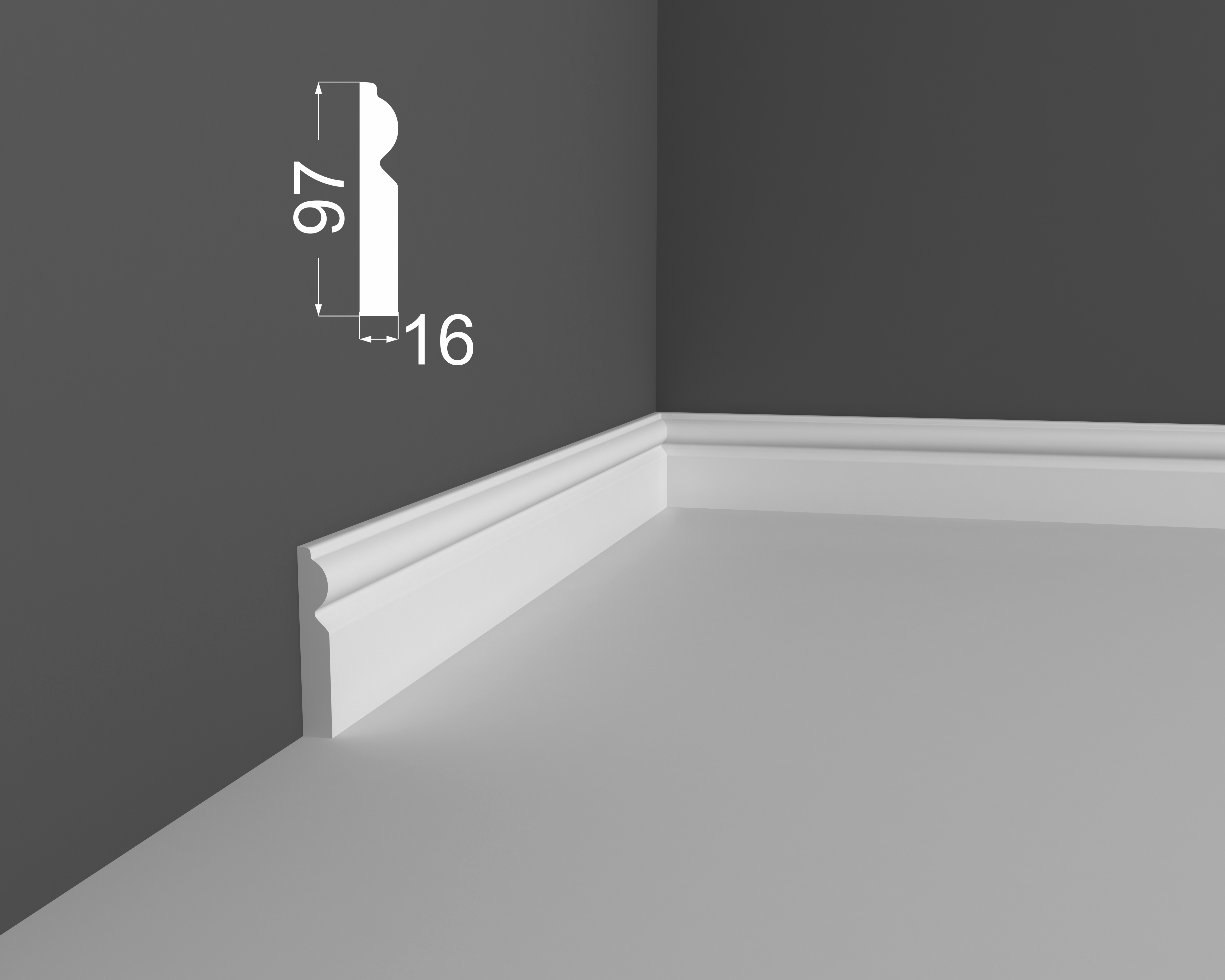 Плинтус МДФ под покраску Ликорн Р 9.97.16 2070×97×16