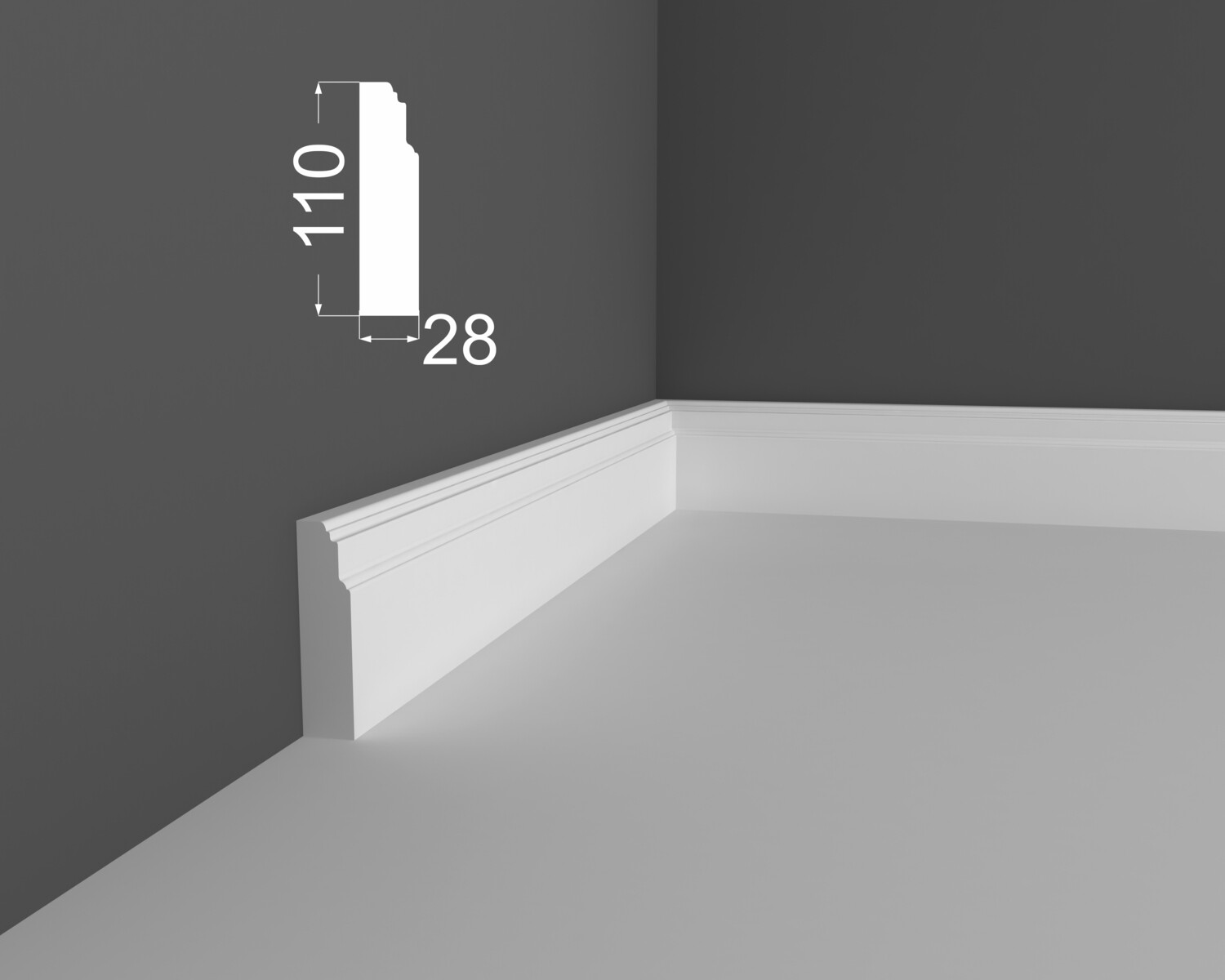 Плинтус МДФ под покраску Ликорн Р 10.110.28 2070×110×28