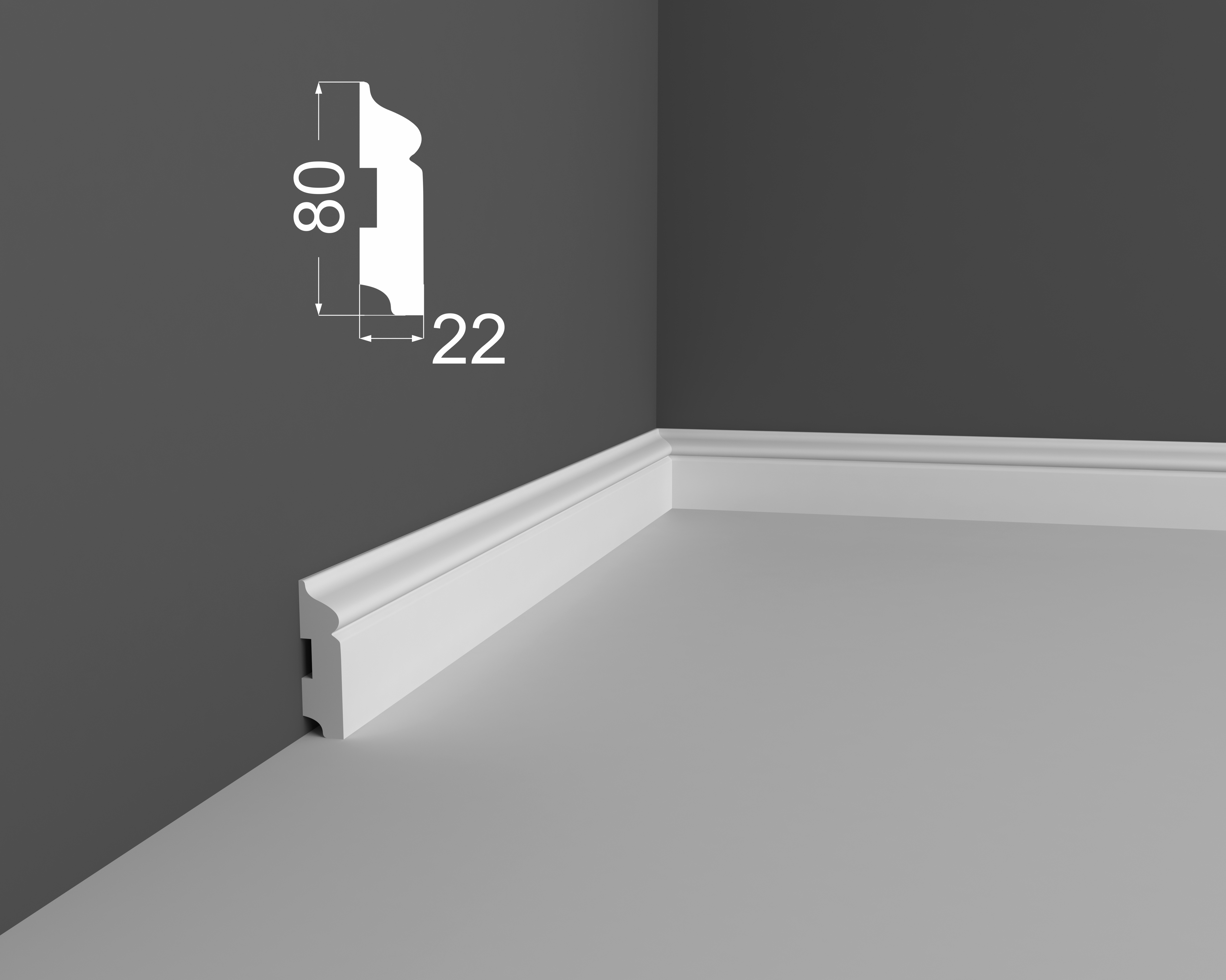 Плинтус МДФ под покраску Ликорн Р 11.80.22 2070×80×22