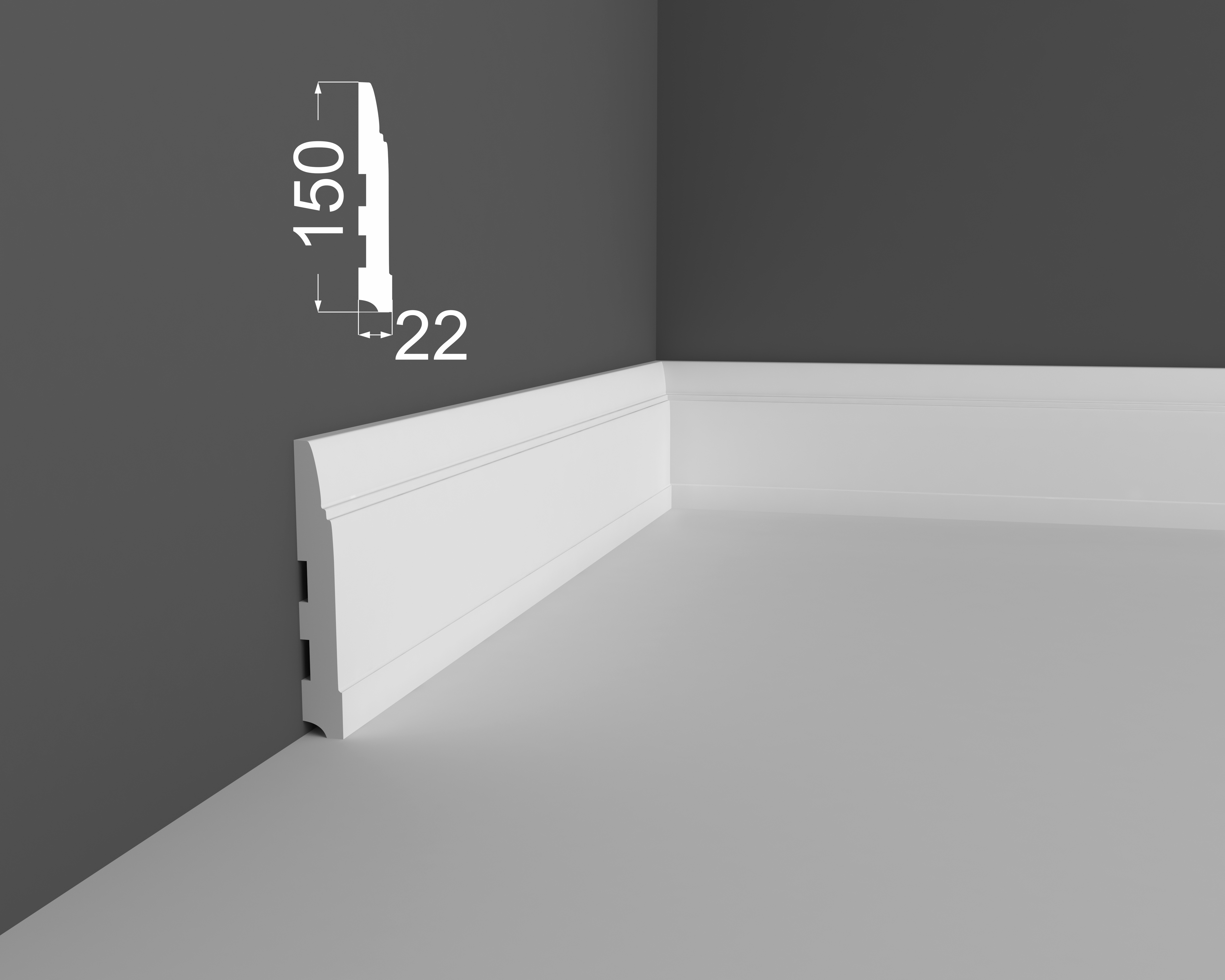 Плинтус МДФ под покраску Ликорн Р 13.150.22 2070×150×22