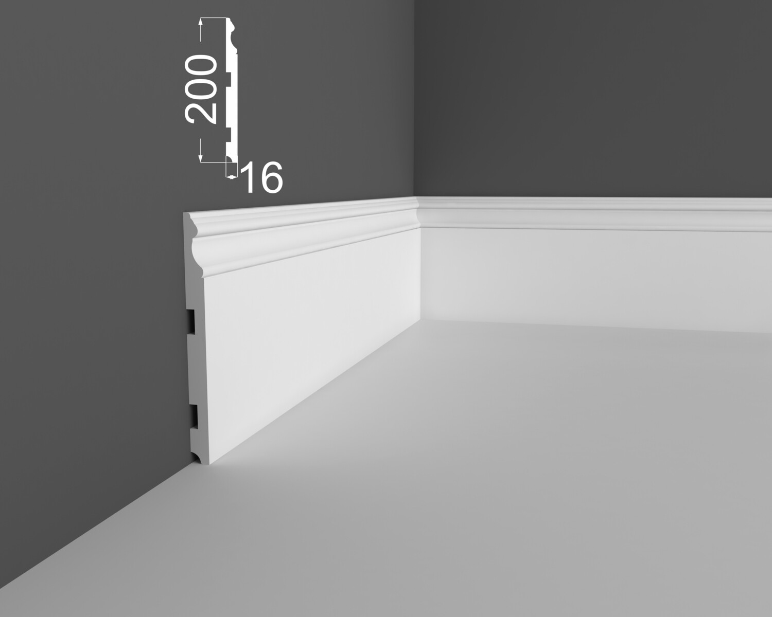 Плинтус МДФ под покраску Ликорн Р 16.200.16 2070×200×16