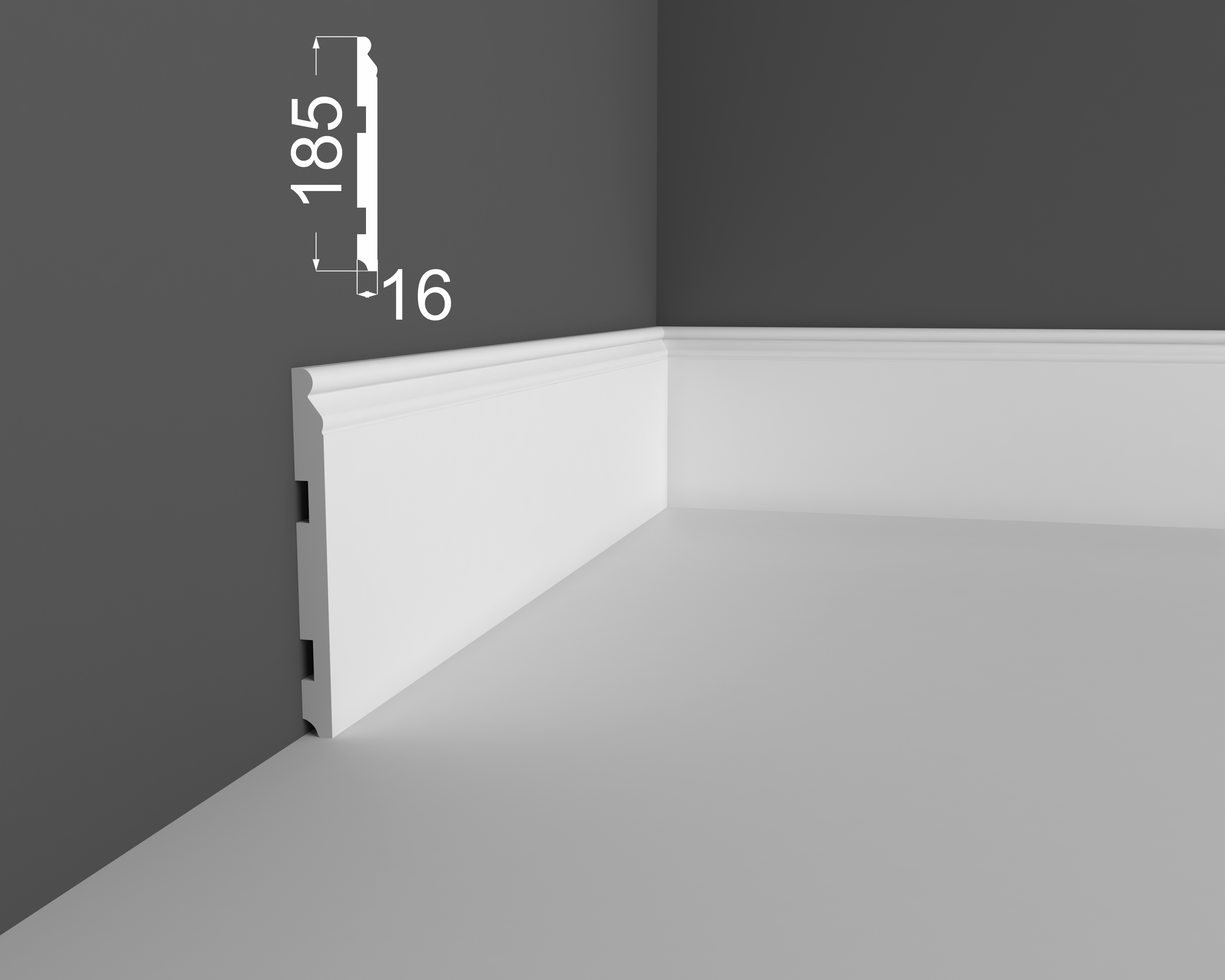 Плинтус МДФ под покраску Ликорн Р 19.185.16 2070×185×16