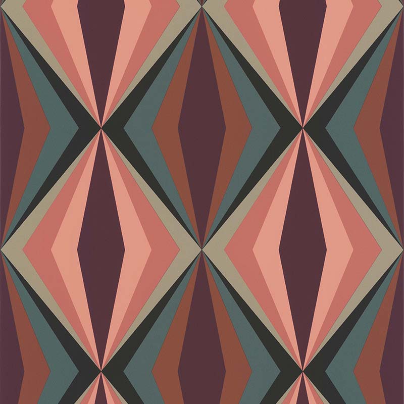 Обои Lutece California Nostalgie Losange Rose et Vert 51173003 10,05×0,53