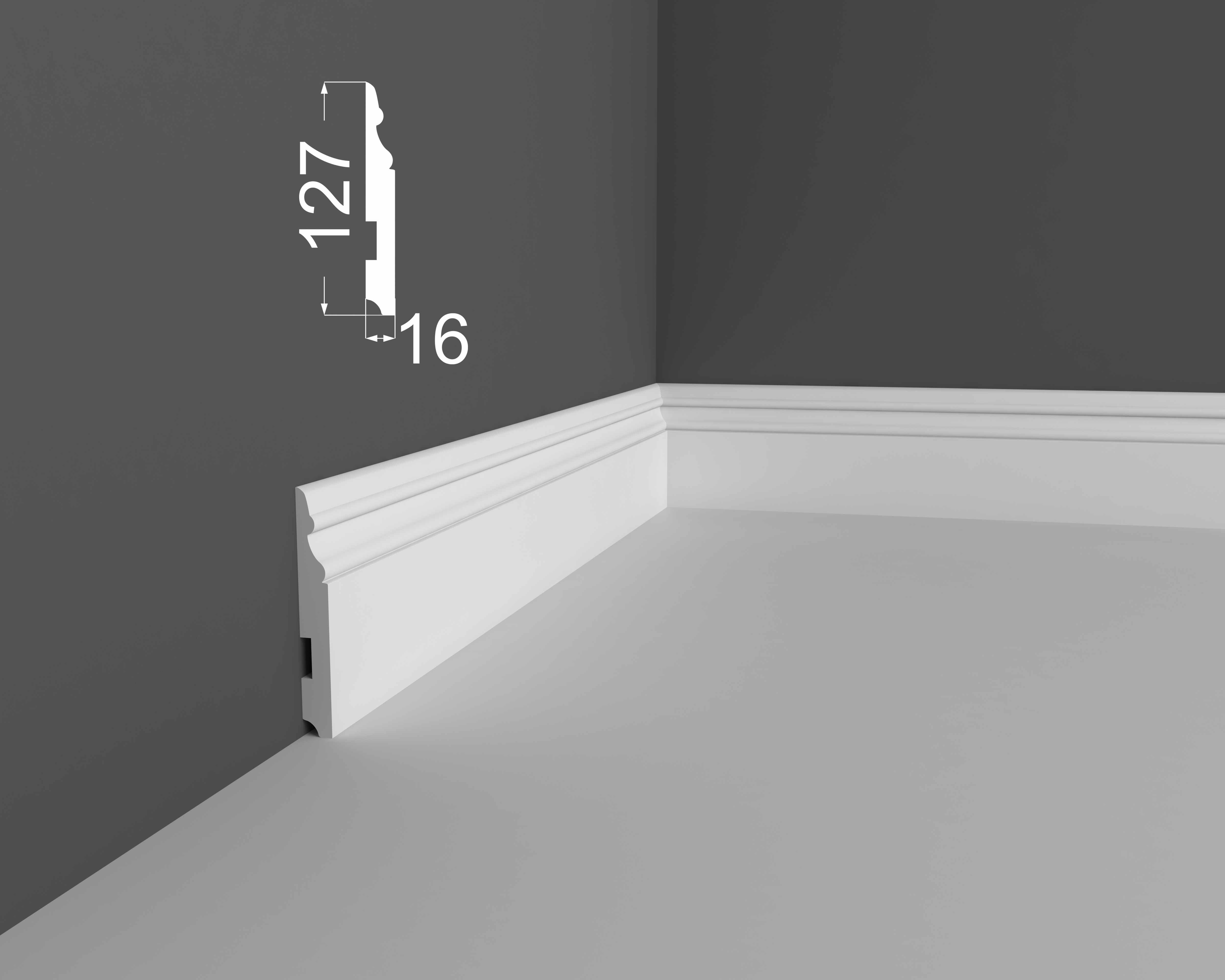 Плинтус МДФ под покраску Ликорн Р 24.127.16 2070×127×16