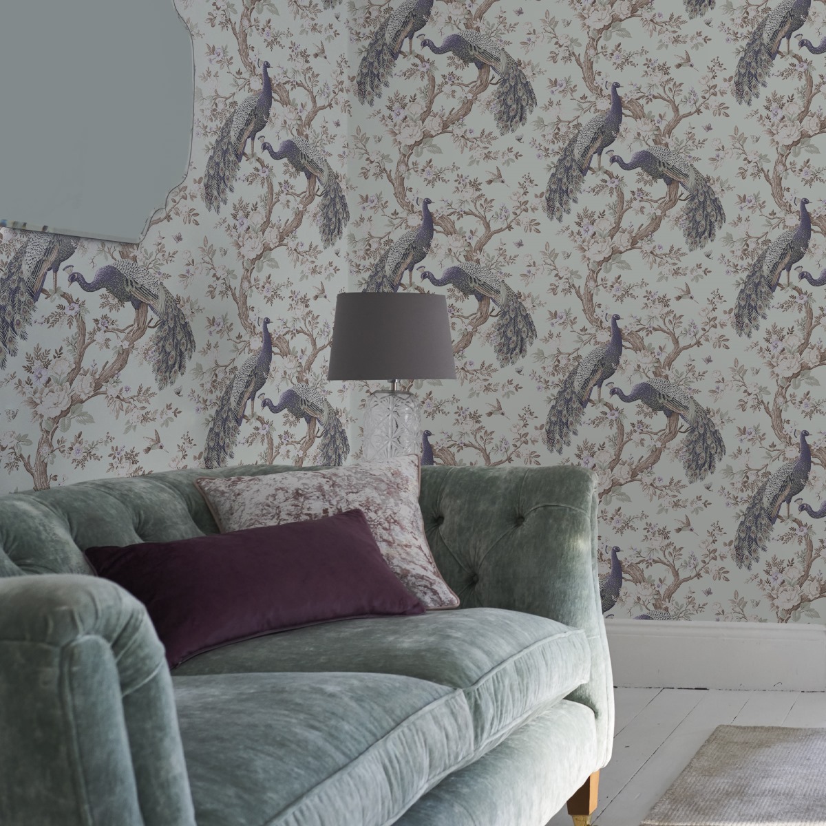 Обои Aura Laura Ashley Belvedere 113398 10,05×0,52 фото в интерьере