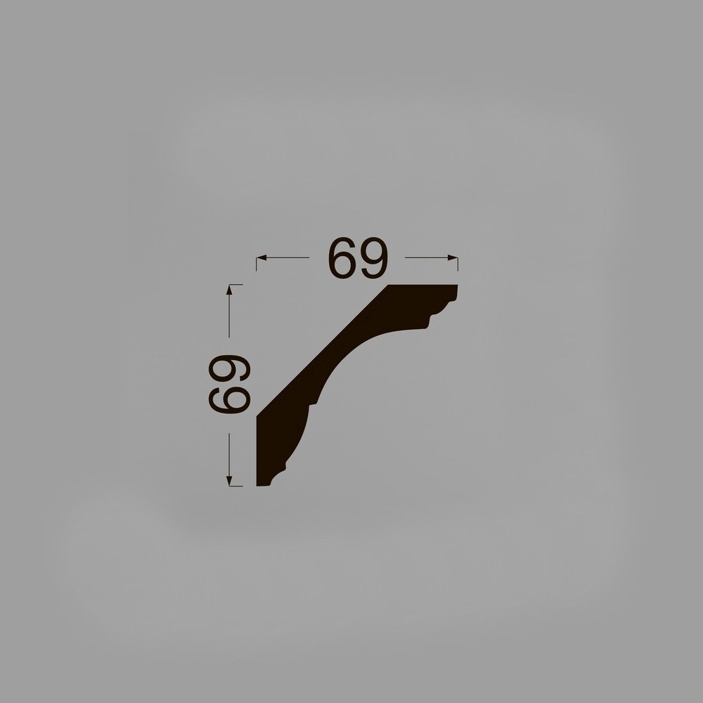 Потолочный плинтус под покраску Ликорн K1.97.20 2070×69×69