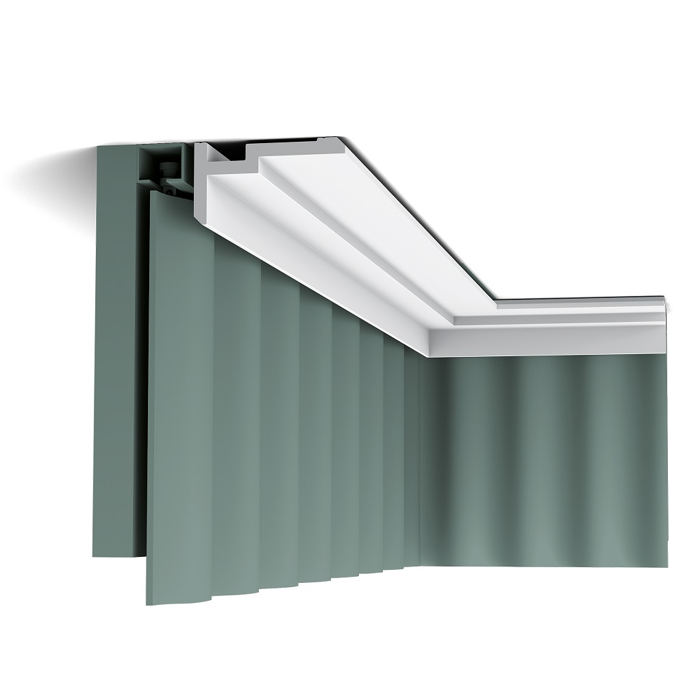 Потолочный плинтус под покраску Orac Decor Modern U-STEPS CX197 с подсветкой 2000×93×50