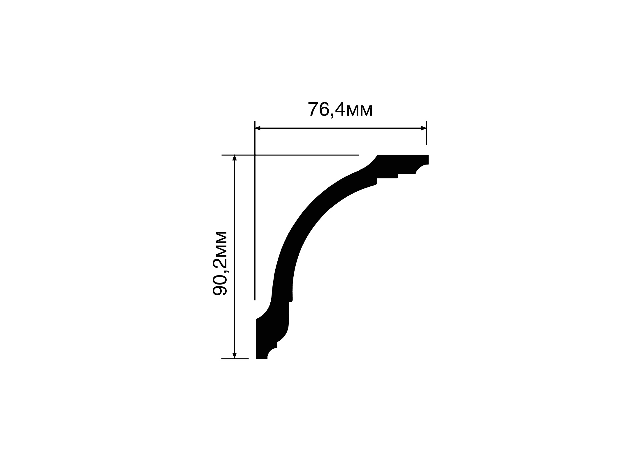 Потолочный плинтус под покраску Hiwood A118 2000×76,4×90,2
