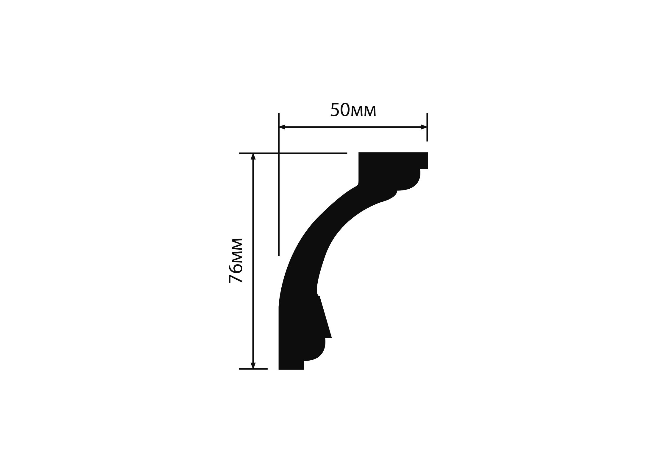 Потолочный плинтус под покраску Hiwood AL75 2000×50×76