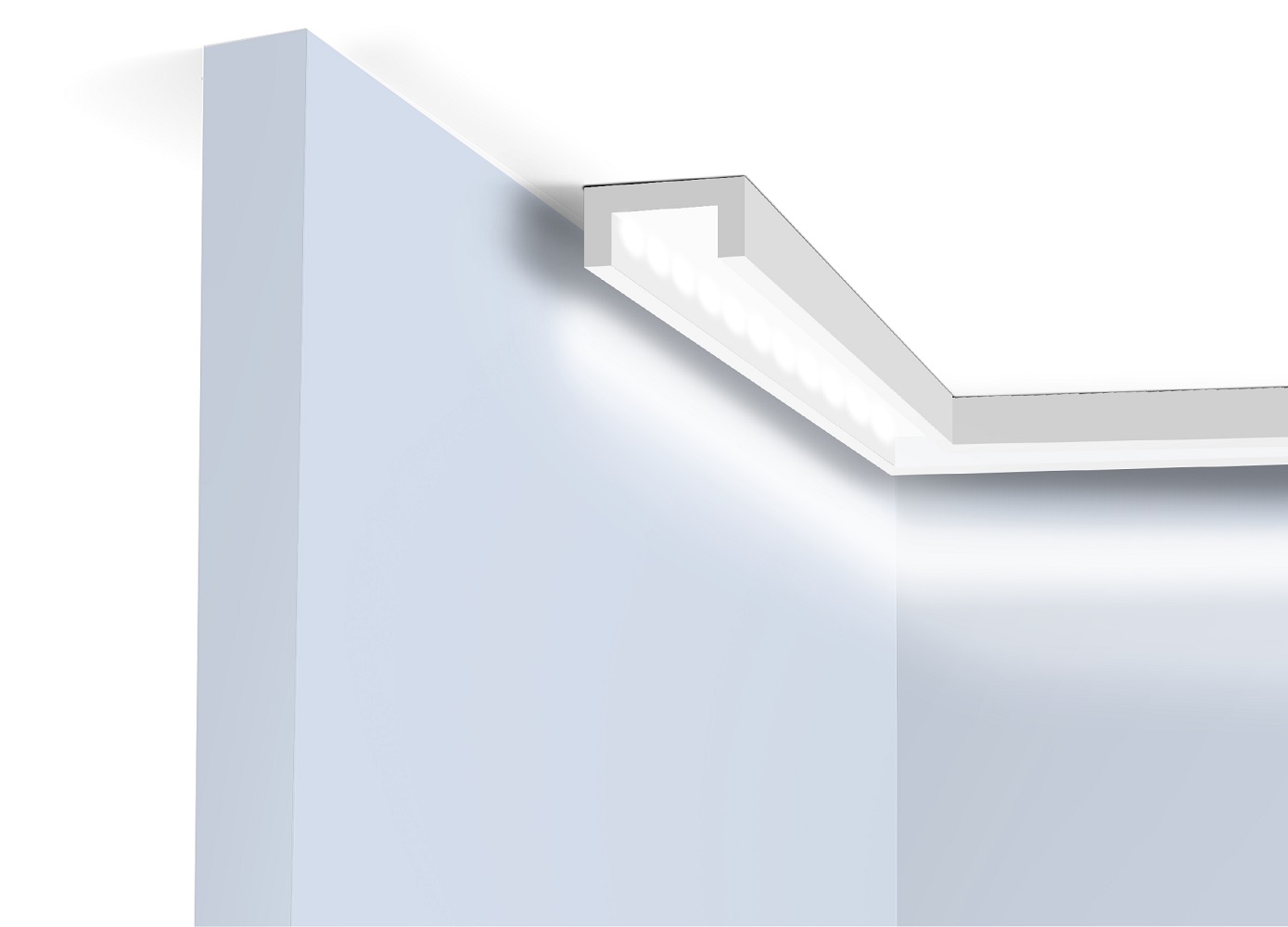 Потолочный плинтус под покраску Hiwood LB20 с подсветкой 2000×20×10