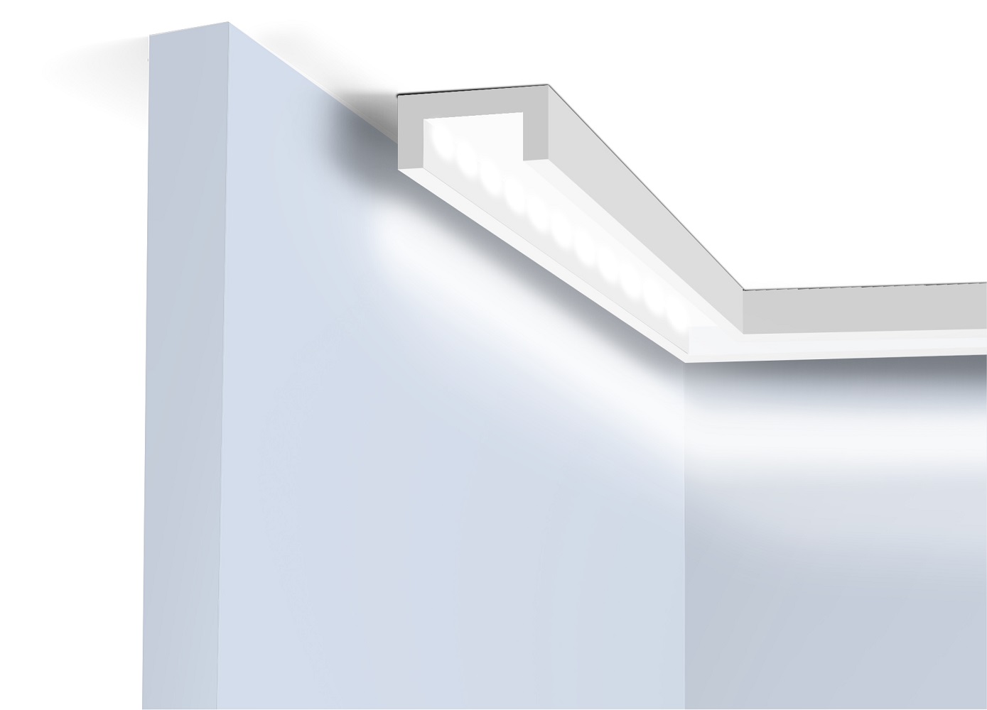 Потолочный плинтус под покраску Hiwood LB30 с подсветкой 2000×30×15