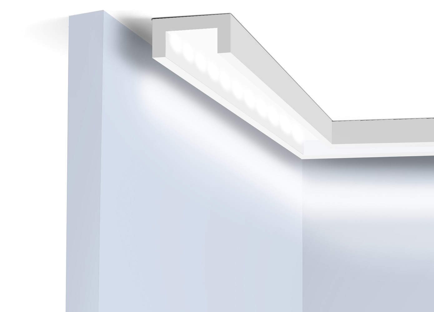 Потолочный плинтус под покраску Hiwood LB40 с подсветкой 2000×40×20