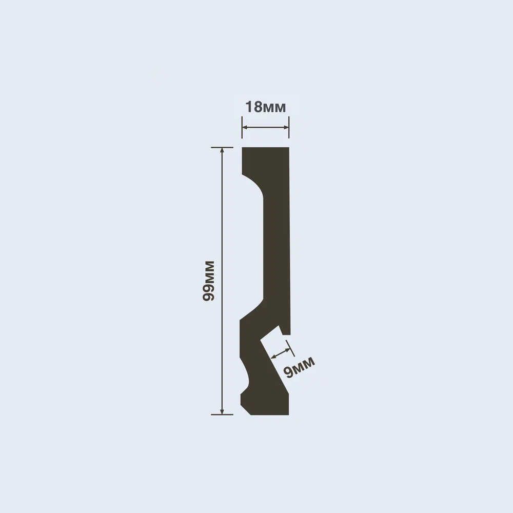 Плинтус под покраску Hiwood LB99 с подсветкой 2000×99×18