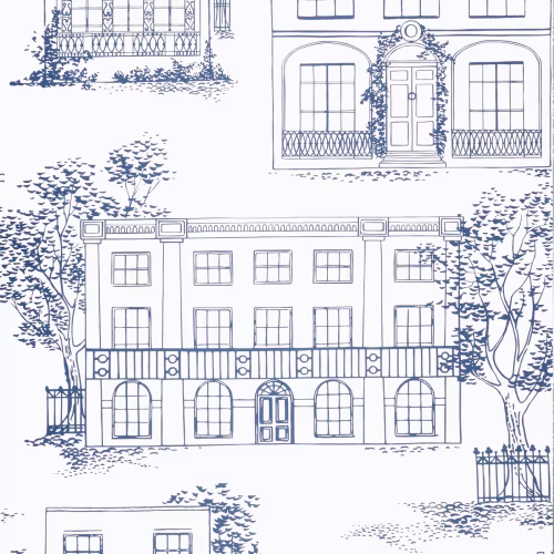 Обои Little Greene 20th Century Papers Hampstead - Mid Blue 0288HAMIDBL