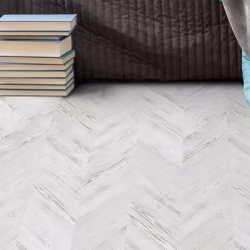 Пробковый пол клеевой Corkstyle Chevron White французская елка 1235×305×6