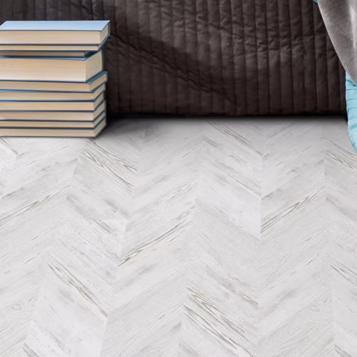 Пробковый пол замковый Corkstyle Chevron White французская елка 1235×305×10