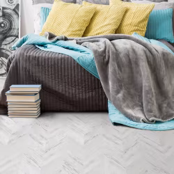 Пробковый пол клеевой Corkstyle Chevron White французская елка 1235×305×6