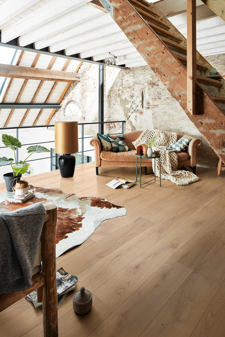 Паркетная доска Meister PD 200 Classic Дуб рустик Карамельный 8462 2200×180×13 фото в интерьере