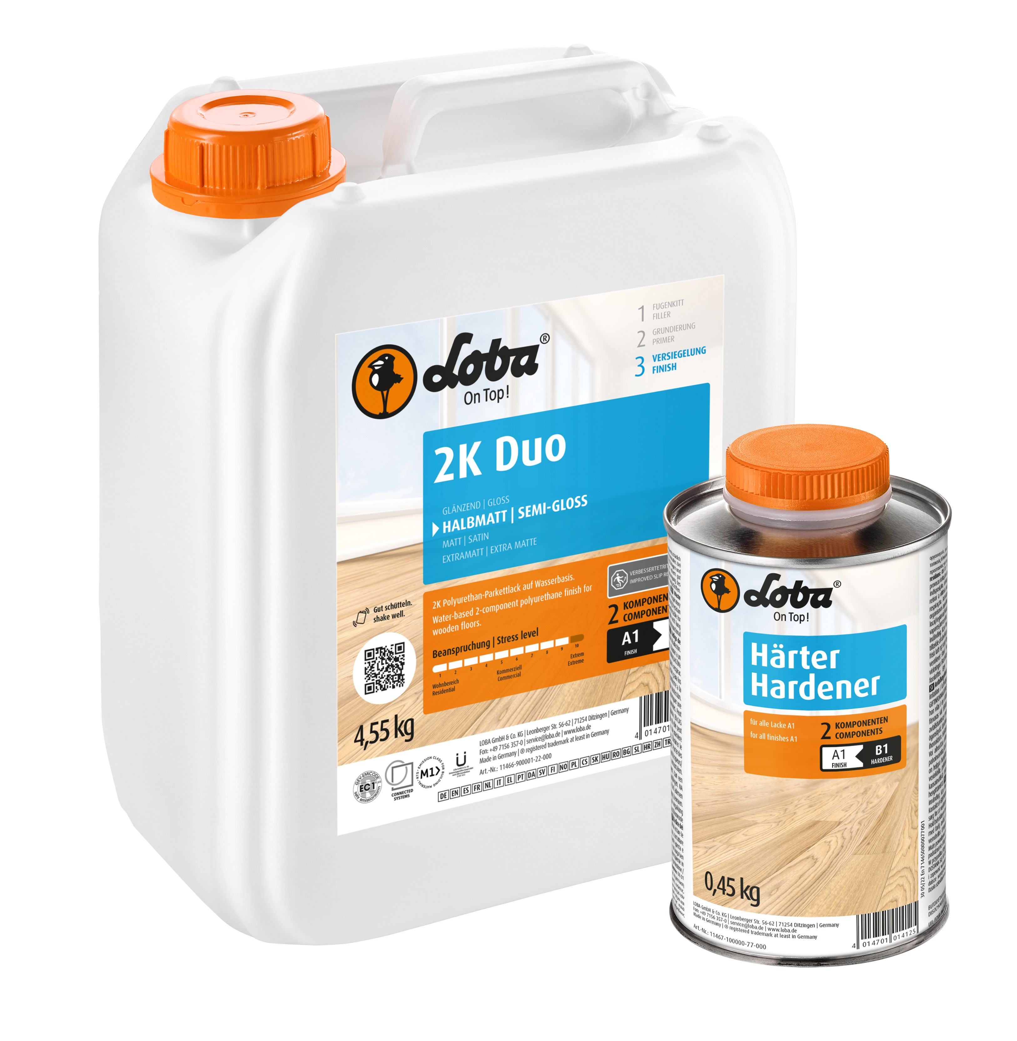 Лак для паркета Loba 2K DUO полуматовый 5 кг