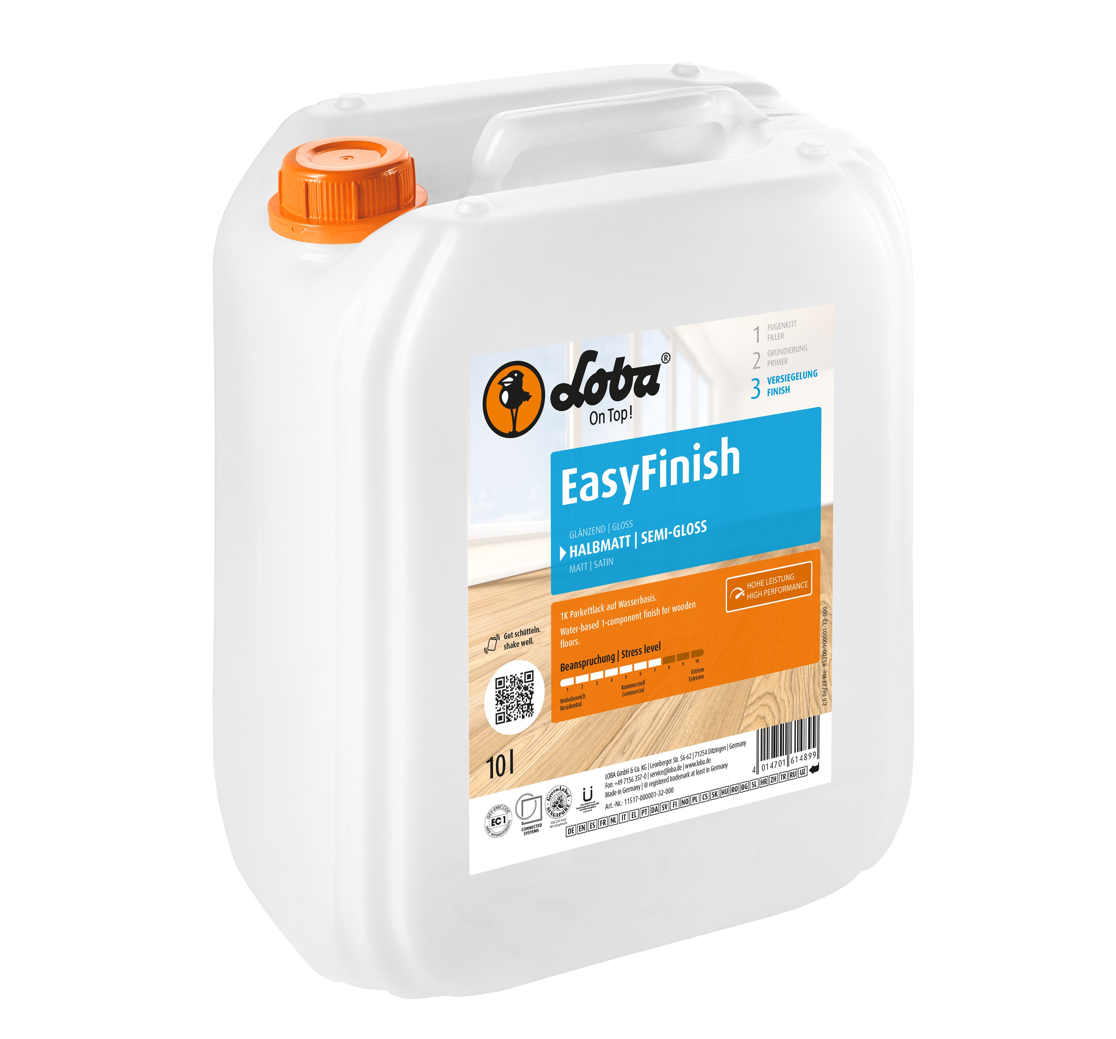 Лак для паркета Loba EasyFinish полуматовый 10 л