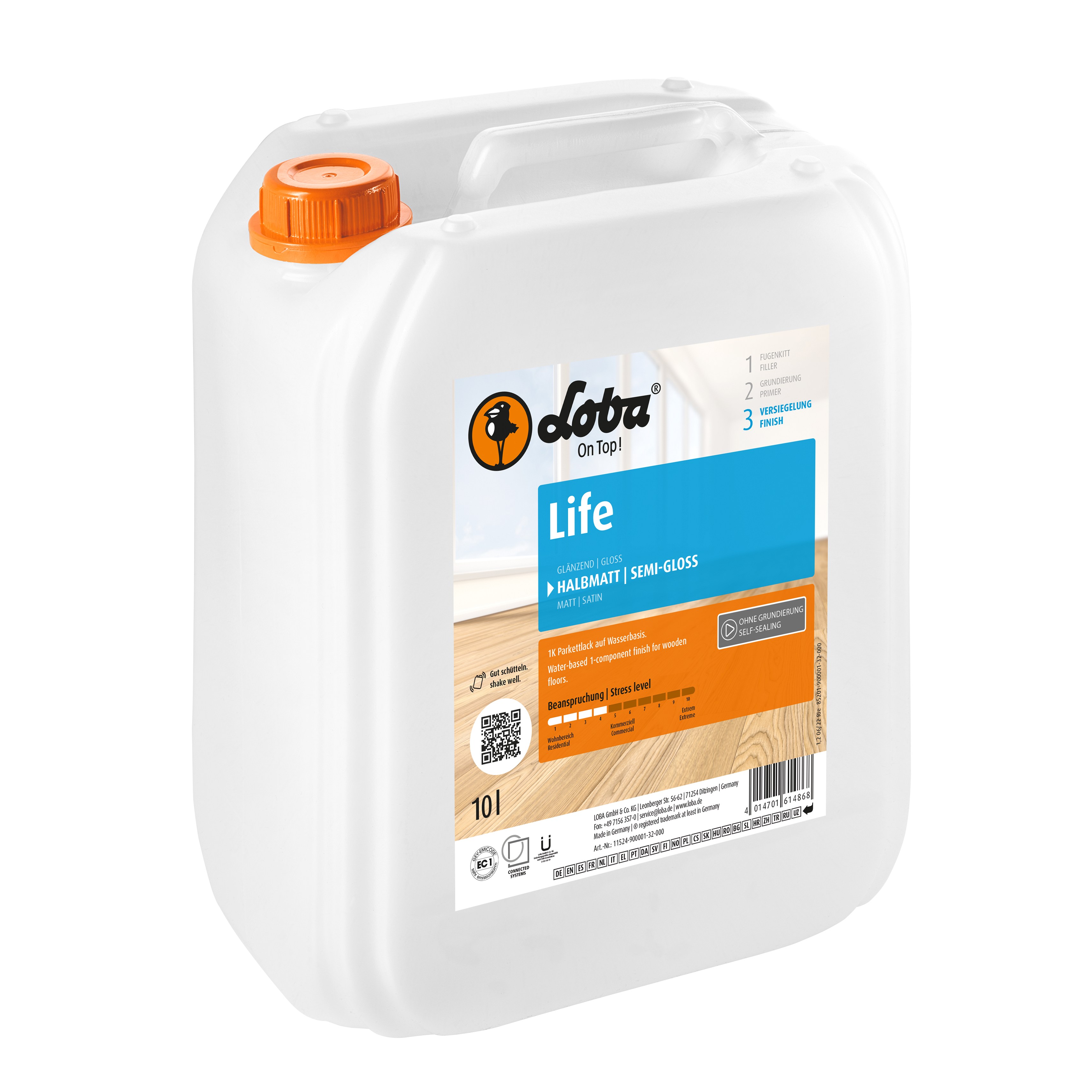 Лак для паркета Loba Life полуматовый 10 л