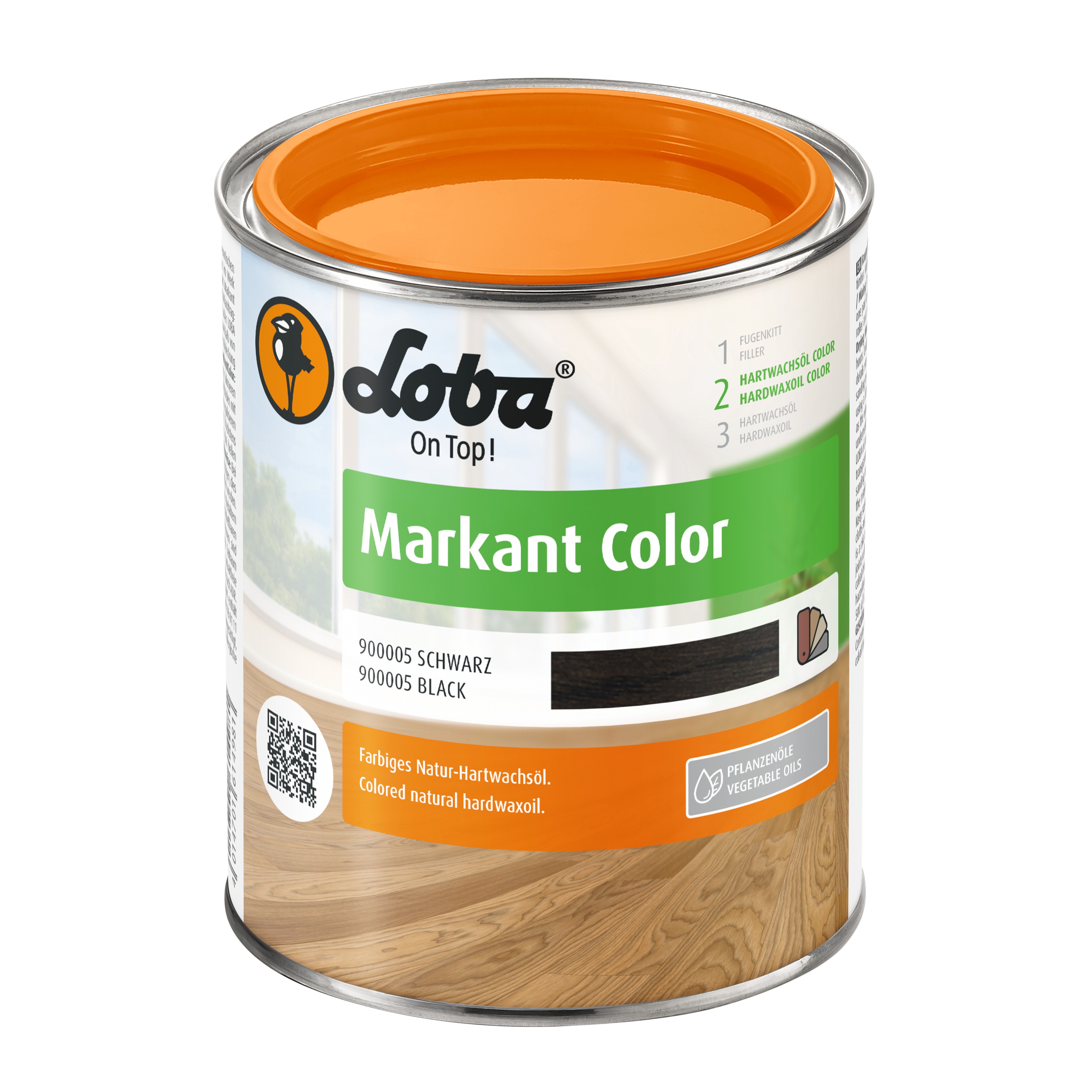 Цветное масло с твердым воском Loba Markant Color черный 0,75 л