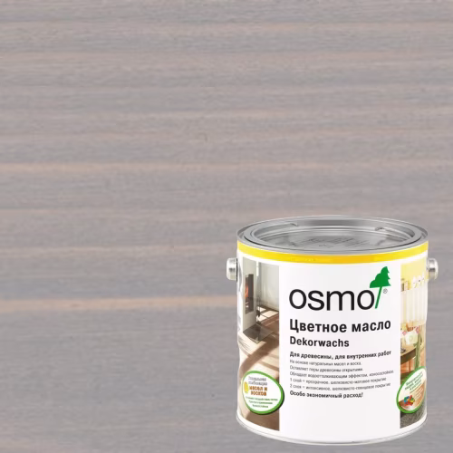 Масло с твердым воском для дерева Osmo Dekorwachs Transparent цвет 3119 Шелковисто-серое шелковисто-матовый 2,5 л