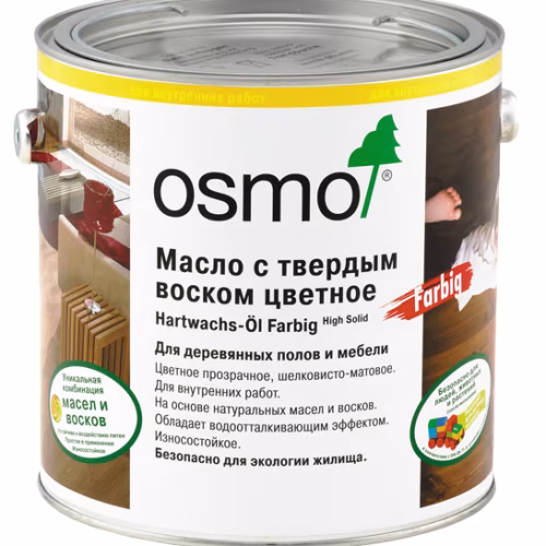 Масло с твердым воском для дерева Osmo Hartwachs-Ol Farbig цвет 3071 Мёд шелковисто-матовое 0,75 л