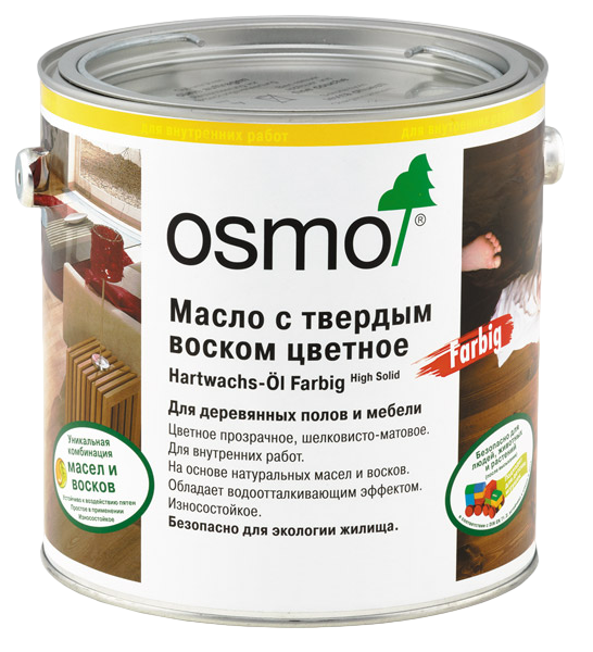 Масло с твердым воском для дерева Osmo Hartwachs-Ol Farbig цвет 3071 Мёд шелковисто-матовое 0,75 л