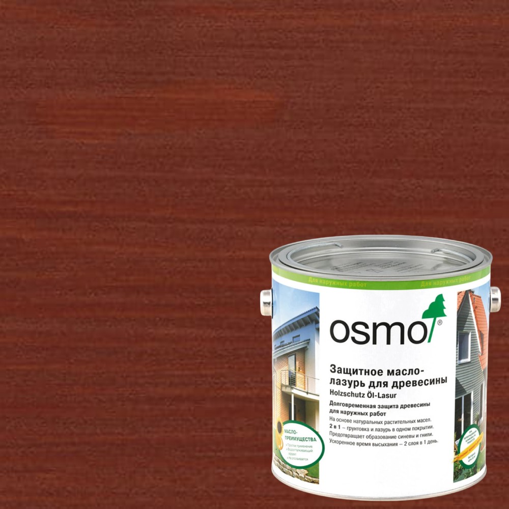 Масло-лазурь для дерева Osmo Holz-Schutz Ol Lasur цвет 703 Махагон шелковисто-матовое 2,5 л