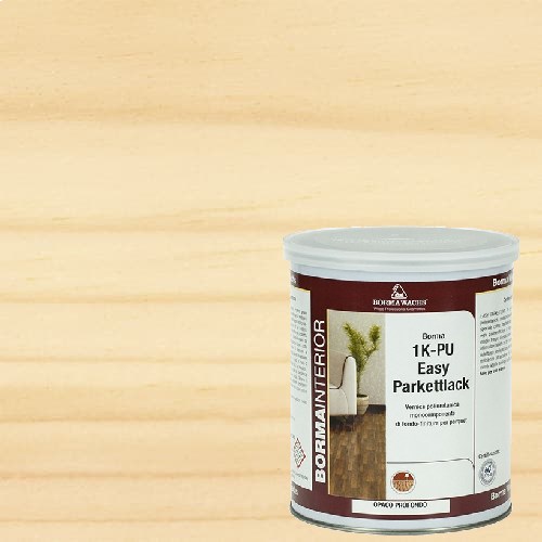 Лак для паркета Borma Easy Parkettlack 1K 4160-30.PU полиуретановый бесцветный матовый 1 л