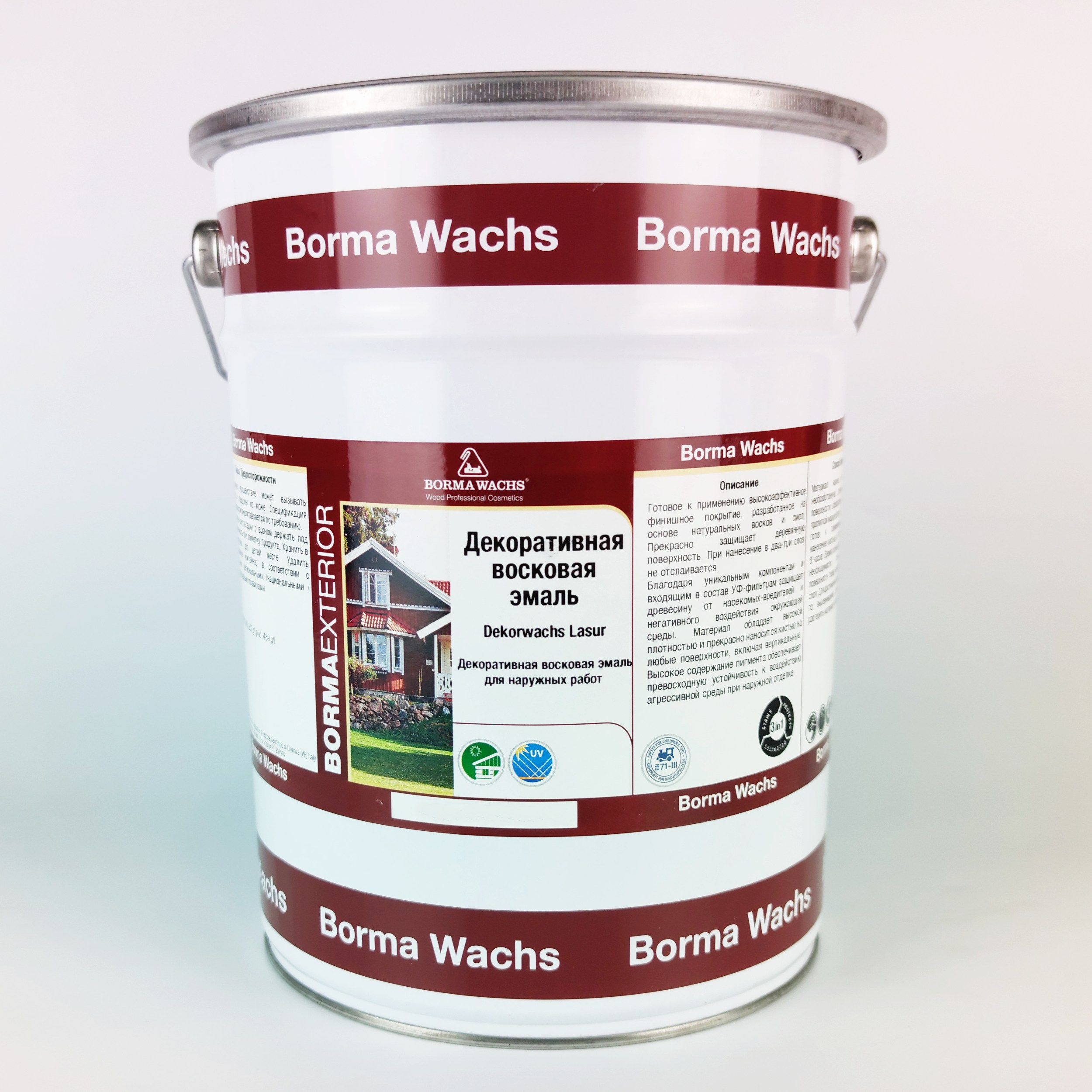 Эмаль восковая для дерева Borma Dekorwachs Lasur 3340 DEC-GC 100 Серый кристалл 20 л