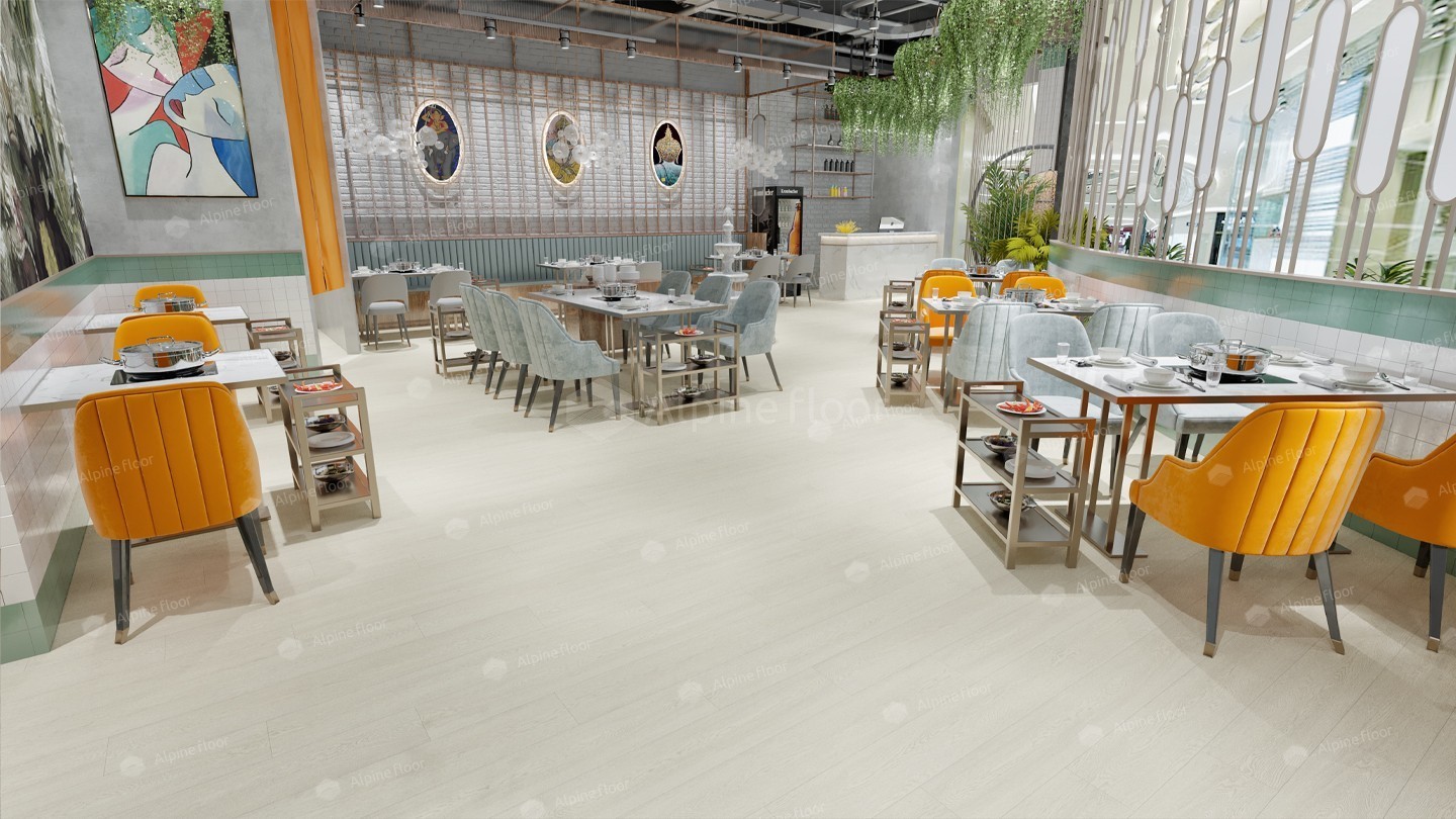 Кварцвиниловый SPC ламинат Alpine Floor Intense Зимний лес ECO 9-5 1220×183×6 фото в интерьере