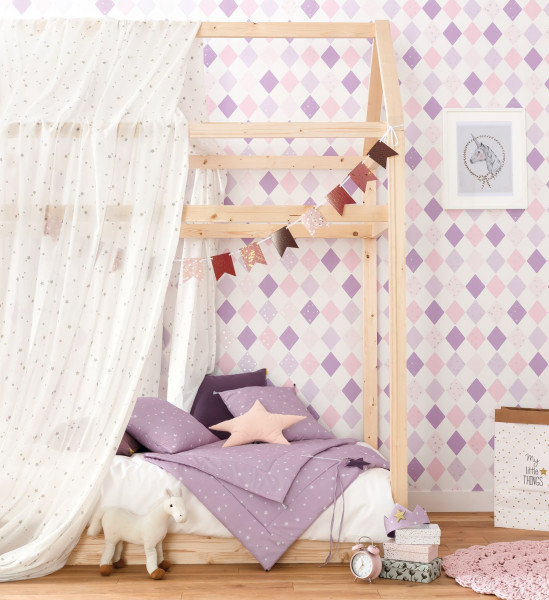 Обои Caselio Girl Power Shine Bright Like A Diamond 100815721 10,05×0,53 фото в интерьере