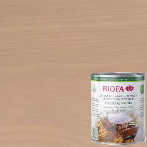 Масло тиковое для дерева Biofa 3752 цвет 6001 Бали 1 л