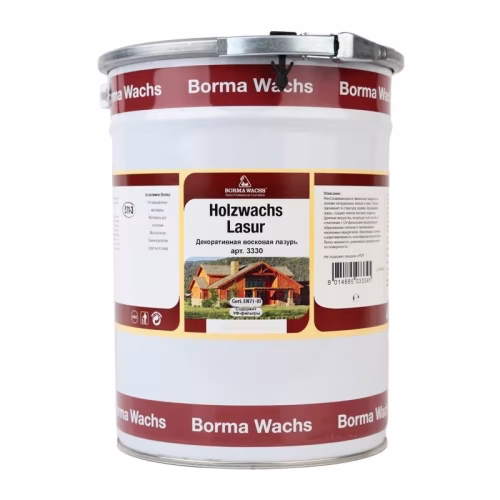 Бесцветная лазурь восковая для дерева Borma Holzwachs Lasur R3340 20 л